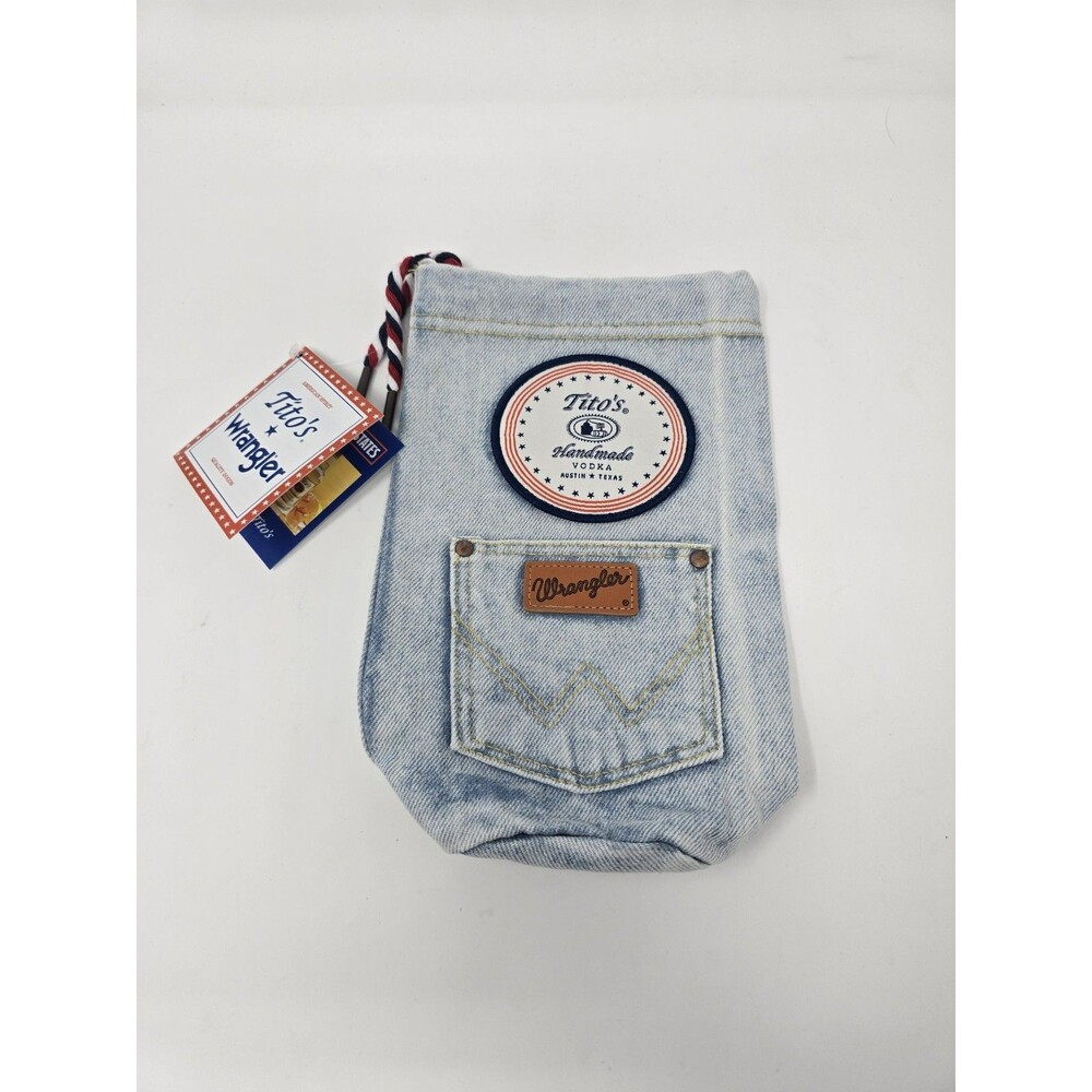 Tito’s Vodka Bag Wrangler Denim Jeans Bottle Sleeve Holder Pouch Breweriana NWT